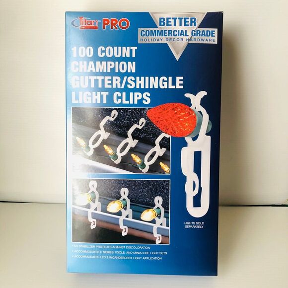 Titan Pro Better Commercial Grade 100 Count Champion Gutter/Shingle Light Clips - Picture 1 of 5
